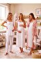 New Season Ecru Powder Patterned Button Detailed Design Lace Wide Strap 100% Cotton Maternity Pajama Set 4-Piece Set - 5
