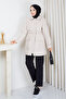 Women's Waist Tunneled Quilted Coat with Pockets - 3
