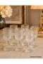 Set of 6 Crystal Patterned Water Glasses with Footed Stems - 5
