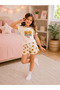 Girl's Waffle Patterned Shorts Pajama Set Short Sleeve Printed 2-Piece Summer Set - 2