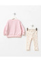 Kek Embroidered Patterned Ribbed Tights Baby Girl Top and Bottom Set - 3
