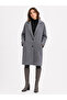 Women's Black and White Checkered Shawl Collar Relaxed Cut Coat