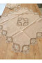 طقم صالون، طقم غطاء طاولة كابتشينو من 5 قطع، غطاء طاولة كونسول من الكتان، غطاء طاولة قهوة سيليندا - 5