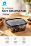 Square Storage Container 250 ml 10X10X4 cm Smoked Transparent Black Lid Bpa Free - 3