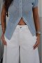 Ecru Capri Denim Shorts with Side Pockets - 5