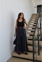 Navy Blue Plaid Wide-Leg Pants with Belt - 3