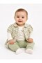 Baby Girl Floral Patterned Shirt and Teddy Bear Printed 3-Piece Set
