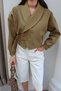 Shawl Collar Belted Balloon Sleeve Buckle Detailed Women's Trench Coat - 3