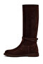 Women's Brown Buckle Detailed Suede Leather Boots Wf190067Ds - 3