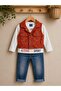 Boy's 3-Piece Seasonal Cotton Suit with Vest and Jeans - 3