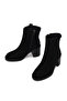 Women's Black Zippered Thick Heeled Suede Leather Boots Wf180028Ds - 5