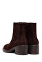 Women's Brown Zippered Thick Heeled Suede Leather Boots Wf220006Ds - 6