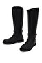 Women's Black Leather Boots with Buckle Detail Wf190067Dv - 5