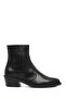 Women's Black Short Thick Heeled Leather Cowboy Boots Wf190023Dv