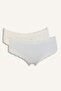 Lace and Bow Detailed Ribbed 2-Piece Slip Panties I4000Ax26Au