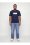 Men's Navy Blue Jjbuster Tee Ss Crew Neck Bts Sn Pls Large Size T-Shirt - 3