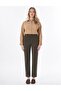 Straight Leg Velvet Trousers Khaki - 2