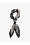 Stripe Patterned Satin Square Pleated Bandana Scarf