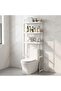 3-Level Bathroom Storage Rack Over Toilet, Large Capacity Freestanding Organizer Shelf with 3 Hooks, Space Saving Toilet Storage Cabinet Alternative for Bathroom Laundry Room - 5