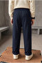 Boy's Textured Fabric Navy Blue Color Elastic Waist Lace-Up Comfortable Cut Pants - 2