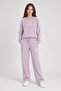 Pink Girls' Crew Neck Striped Wide Leg Tracksuit Set 24624
