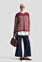 Striped Knitwear Sweater Burgundy - 3