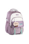 Relaxion 2462 Children's Dusty Rose Plush Functional Middle School Bag with Keychain - 2
