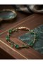 Gold Color Green Zircon Stone Tulip Steel Bracelet - 2