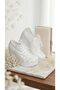 Women's White Plain Lace Wedge Heel Bridal Shoes and Pearl-Embellished Bag Set