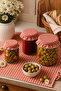 6-Piece Gingham Elastic Jar Lid Cover and Ornament 15X15 cm Jam Pickle Canning Jar Cover - 6
