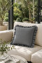 1 Piece Anthracite Ruffled Decorative Throw Pillow Cover 100% Cotton 45X45 cm - 2