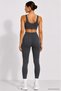 Women's Dark Gray High Waist Gathering Stretchy Leggings - 4