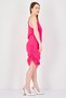 Women Solid Ruched Dress, Dark Pink - 3