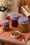 6-Piece Gingham Elastic Jar Lid Cover and Ornament 15X15 cm Jam Pickle Canning Jar Cover - 3