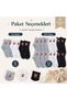 Wak Women's Teddy Bear Patterned Short Socks 12-Pack, 80% Cotton Seamless Toe, Breathable Soft Ankle Socks, Black White Gray - 5