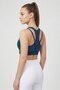 Women Brand Logo Padded Training Sports Bra, Teal Blue - 3