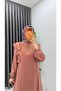 Women's Hijab Crepe Fabric Dusty Rose September Model Dress - 2