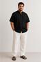 Plus Size Textured Notched Collar Short Sleeve Shirt - 3