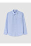 Two Mt Shop Quality Lcw Vision Blue Striped Oversize Women's Shirt with Pockets - 5