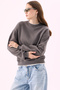 Crep Women's 3 Thread Yarn Contrast Layer Detailed Soft Inside Oversize Sweatshirt Anthracite - 4