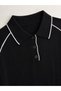 Women's Polo Collar Raglan Sleeve Striped Detailed Knitwear Sweater - 4