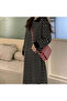 Women's Black Striped Polo collar Midi Dress - 5