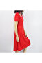 Women's Red Short sleeve Midi Dress - 4