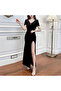 Women's V-neck Short sleeve Maxi Dress - 5