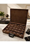 30-Piece Glassless Alcantara Brown Watch Box 37X48 cm – 30 Compartment Watch Organizer and Storage Box - 3