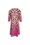 Women's Red Floral V-neck Long sleeve Midi Dress - 7