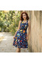 Women's Blue Polka dot Halter neck Sleeveless Dress - 2