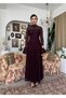 Women's Plum Lace Midi Dress High Neck Long Sleeve Evening Dress with Flounce Cuffs - 4