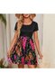 Women's Black Floral Skater Dress - 2