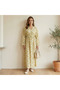 Women's Yellow Floral Long sleeve Maxi Dress - 3
